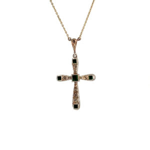 "Emerald Light" - Vintage Collier mit Diamantrosen in Gold
