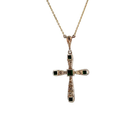 "Emerald Light" - Vintage Collier mit Diamantrosen in Gold
