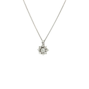 "Fine Flower" - Zarte vintage Kette mit Brillanten in 14 Karat Weißgold