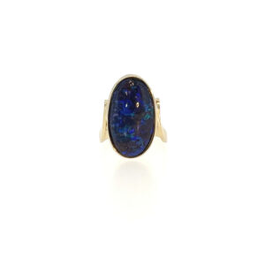 "Geheimnis der Tiefsee" - Vintage Ring mit Schwarzopal in 14 Karat Gelbgold