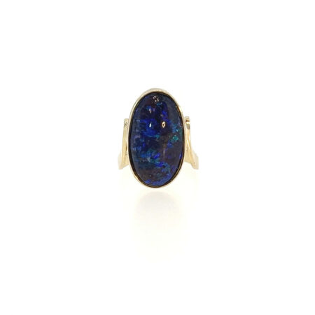 "Geheimnis der Tiefsee" - Vintage Ring mit Schwarzopal in 14 Karat Gelbgold