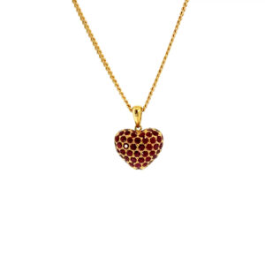 "Heart of Ruby" - Vintage Kette mit einem Herz Anhänger in 18 Karat Gelbgold