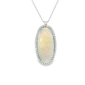 "Magic Glow" - Vintage Kette mit einem Opal und Brillanten in Weißgold