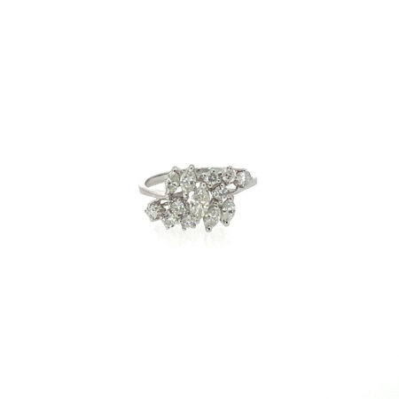"Navette" - Vintage Ring 14 Karat Weißgold mit Diamanten