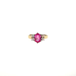 "Pink Brilliance" - Vintage Ring in 18 Karat Gelbgold