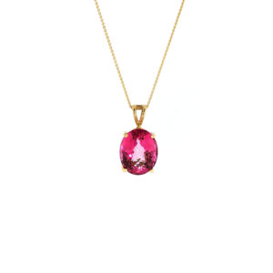"Pink Essence" - Vintage Kette mit einem schimmernden Topas in 14 Karat Gelbgold