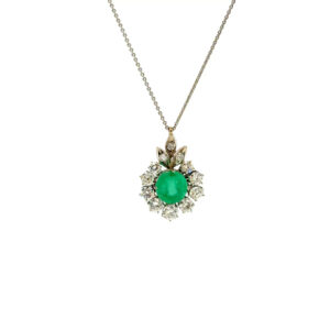 "Pure Green" - Vintage Kette mit einem Smaragd in 14 Karat Weißgold