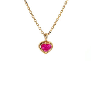 "Ruby Dream" - Vintage Anhänger Rubin Herz 18 Karat Gelbgold