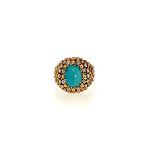 "Vintage Türkis" - Vintage Ring in 18kt Gelbgold mit Türkis