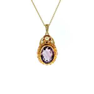 "Violet Dream" - Vintage Kette mit einem Amethyst Anhänger in 14 Karat Gelbgold