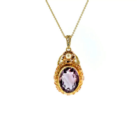 "Violet Dream" - Vintage Kette mit einem Amethyst Anhänger in 14 Karat Gelbgold