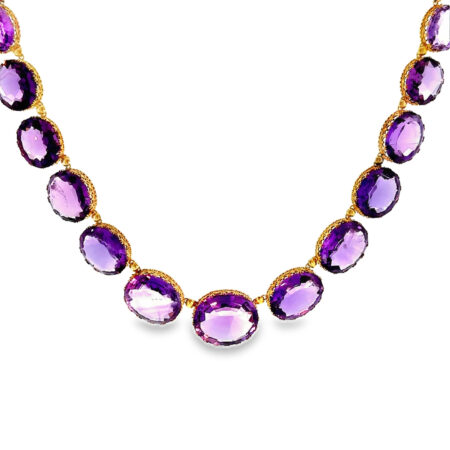 "Violet Majesty" - Atemberaubendes antikes Amethyst Collier in 18 Karat Gelbgold