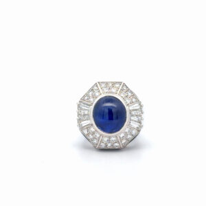 "Ticket to the stars" - Vintage Ring in 18kt Weißgold mit Sternsaphir ca. 7ct