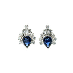 "Midnightblue" - Vintage Ohrstecker in 14kt Weißgold mit Saphiren & Diamanten