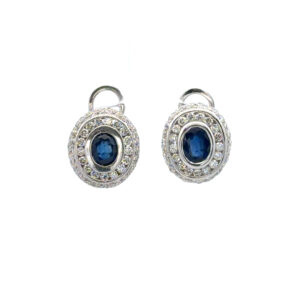 "Mitternachtsfunkeln" - Vintage Ohrstecker in 14kt Weissgold mit Diamanten & Saphiren