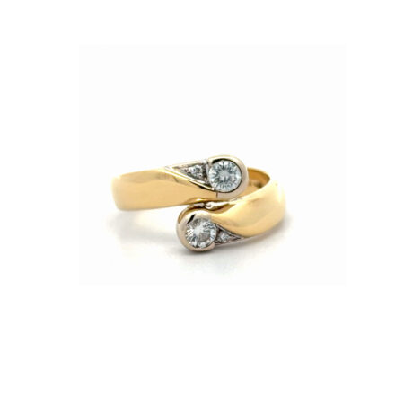 "Zweisamkeit" - Vintage Ring mit zwei Brillanten in 18 Karat Gelbgold