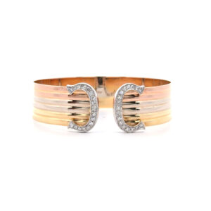 "Cartier" - Vintage CC Armreif in 18kt Gold mit Diamanten