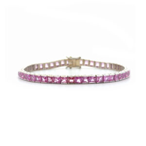 "Pink Infinity" - Vintage Armband in 18kt Weißgold mit Spinell