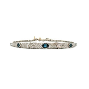 "Sternenglanz am Nachthimmel" - Antikes Armband aus Platin mit Diamanten & Saphiren