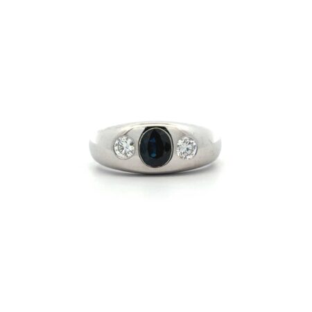 "Saphirtraum" - Vintage Ring mit Brillanten und einem Saphir in 18 Karat Weißgold