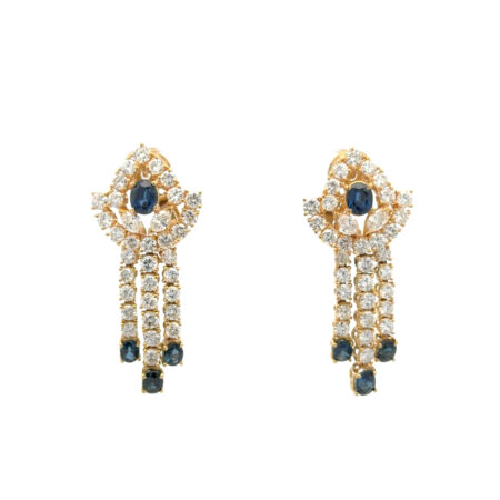 "Midnight Blossom" - Vintage Ohrhänger in 18 Karat Gelbgold