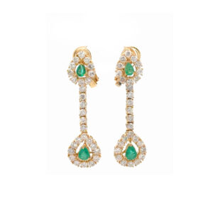 "Emerald drop" - Vintage Ohrhänger in 18 Karat Gelbgold