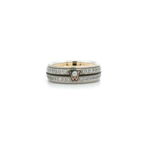 "Schwarze Eleganz" - Vintage Wellendorff Drehring in 18kt Gold mit Emaille & Brillanten
