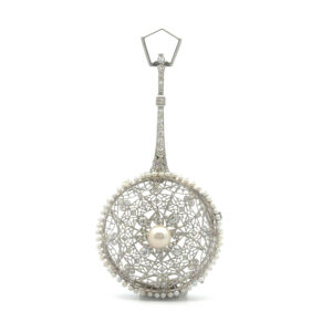 "Verborgene Eleganz"- Antike Diamant-Perlen Lorgnette aus Platin