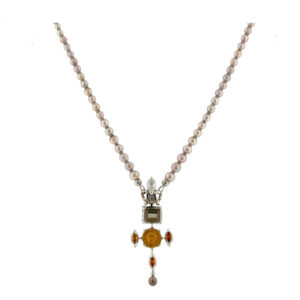 "Historische Anmut" -  Vintage Kette mit Antiker Münze gefasst in 18 Karat Weißgold