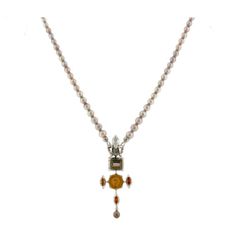 "Historische Anmut" -  Vintage Kette mit Antiker Münze gefasst in 18 Karat Weißgold