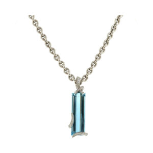 "Ocean Elegance" - Vintage Kette mit einem Aquamarin in 18 Karat Weißgold