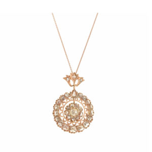 "Vergangene Schönheit" - Strahlender vintage Anhänger mit Diamantrosen 14 Karat Roségold