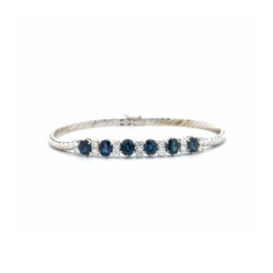 "Königsblaue Eleganz" - Vintage Armband mit Saphiren und Brillanten in 18 Karat Weißgold