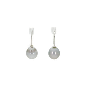 "Grey Elegance" - Vintage Ohrhänger mit einer Perle in 18 Karat Weißgold