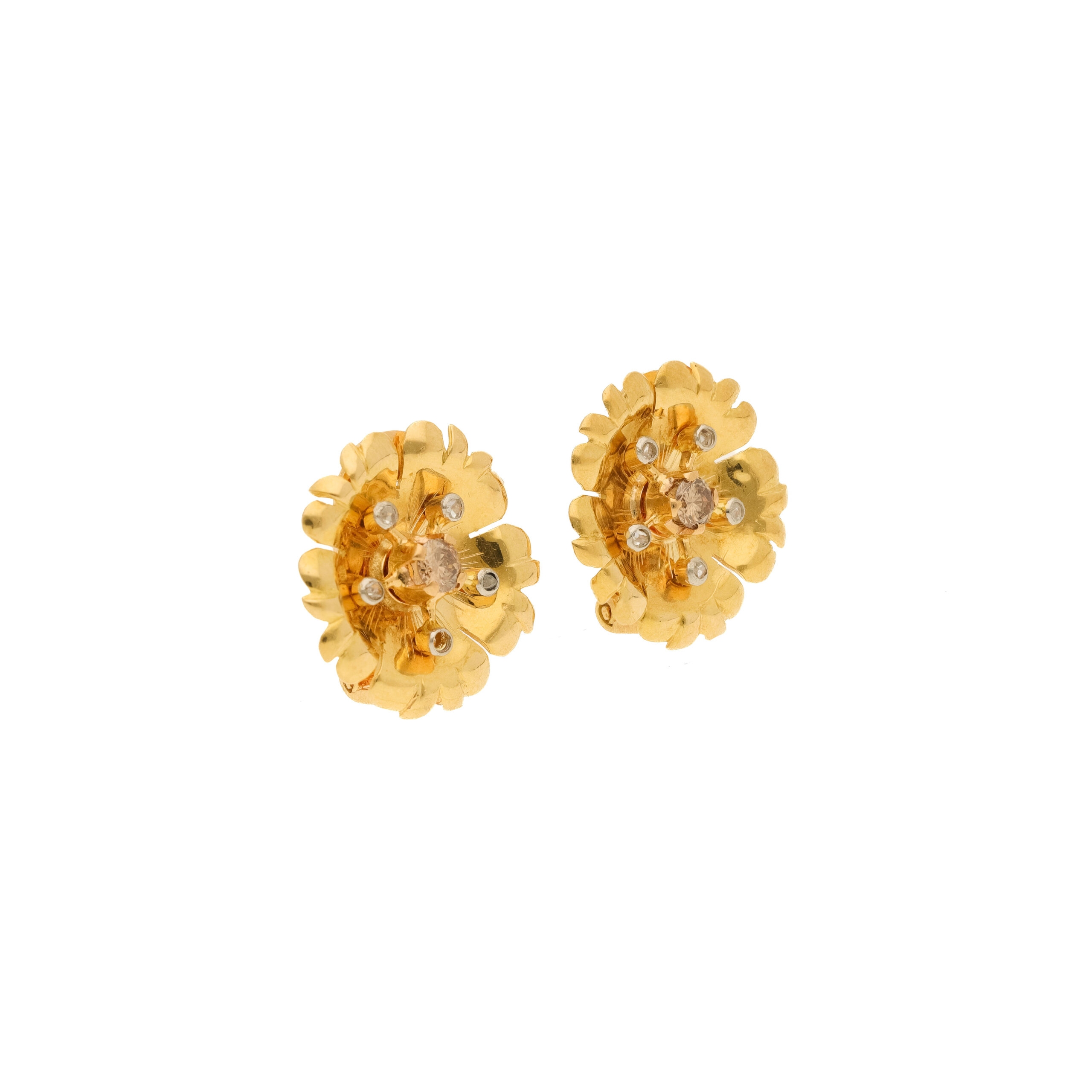 "Florale Eleganz" - Vintage Ohrclips in 18 Karat Gelbgold