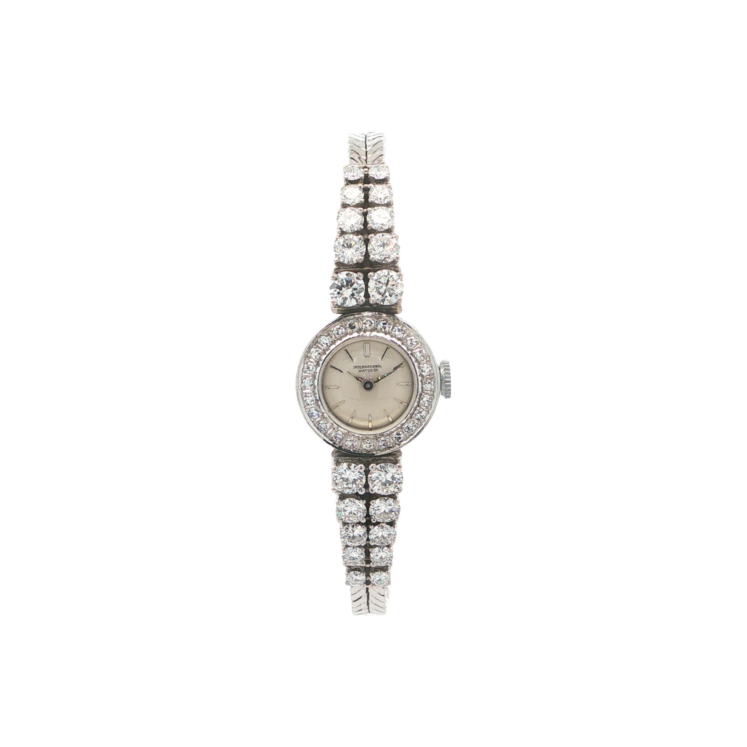 "International Watch" - Vintage Damenuhr 18 Karat Weißgold mit Diamanten