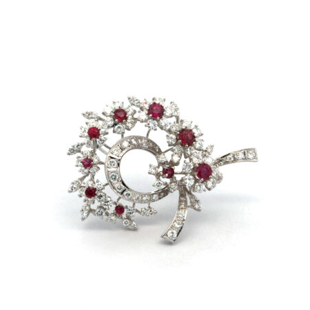 "Blüte der Eleganz" - Funkelnde vintage Brosche in 18 Karat Weißgold