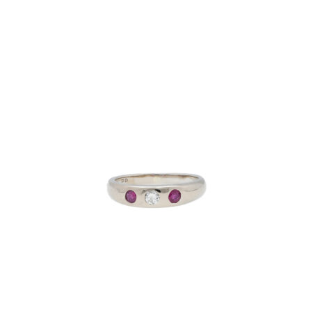 "Pink and White Flash" - 14 Karat Weißgold Ring mit Diamant und Topase