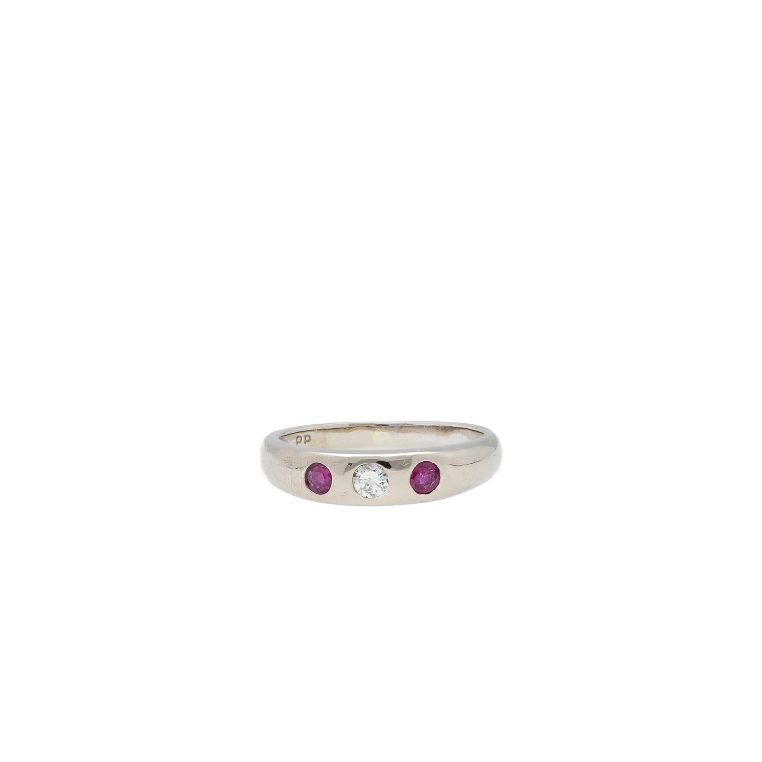 "Pink and White Flash" - 14 Karat Weißgold Ring mit Diamant und Topase