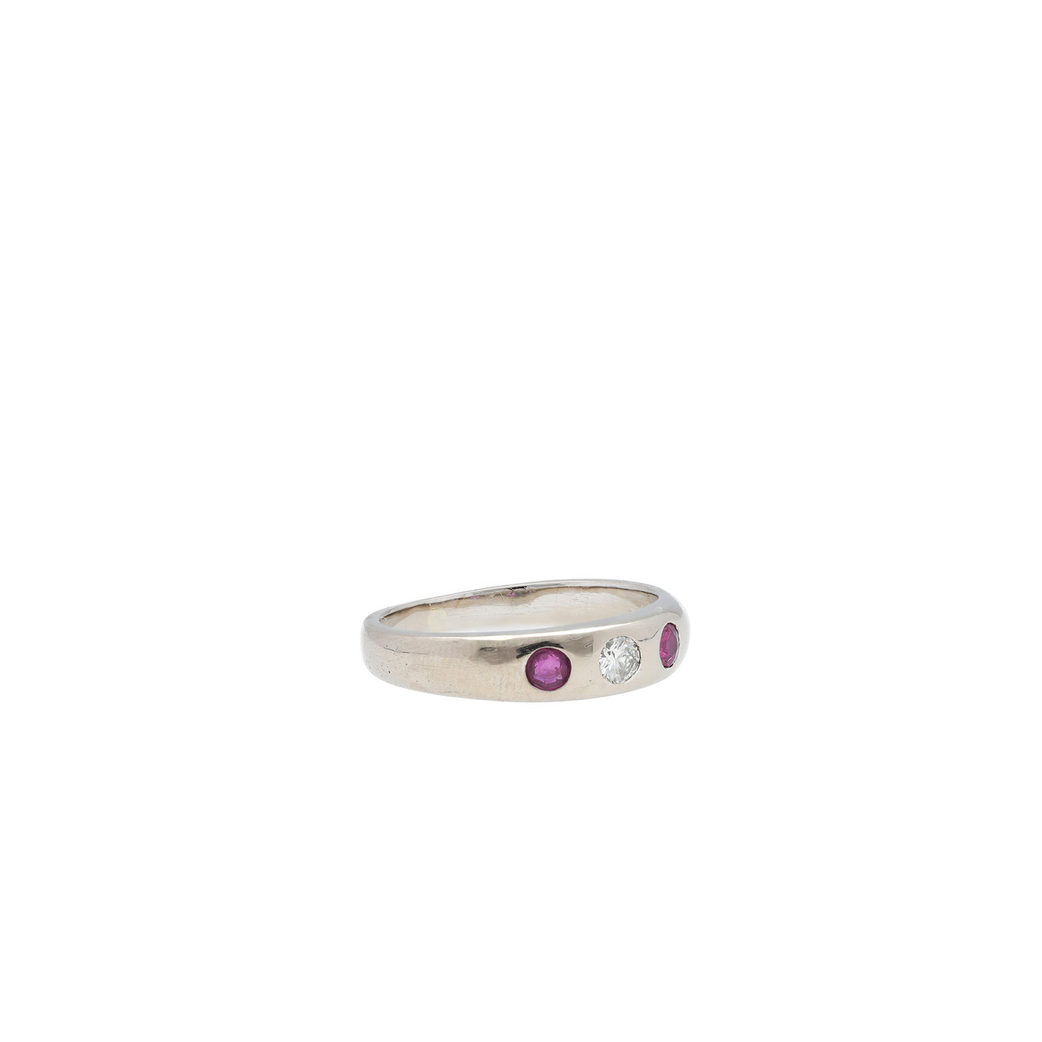 "Pink and White Flash" - 14 Karat Weißgold Ring mit Diamant und Topase