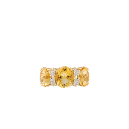 "Golden Bang" - 14 Karat Gelbgold Vintage Ring mit Citrine Diamanten
