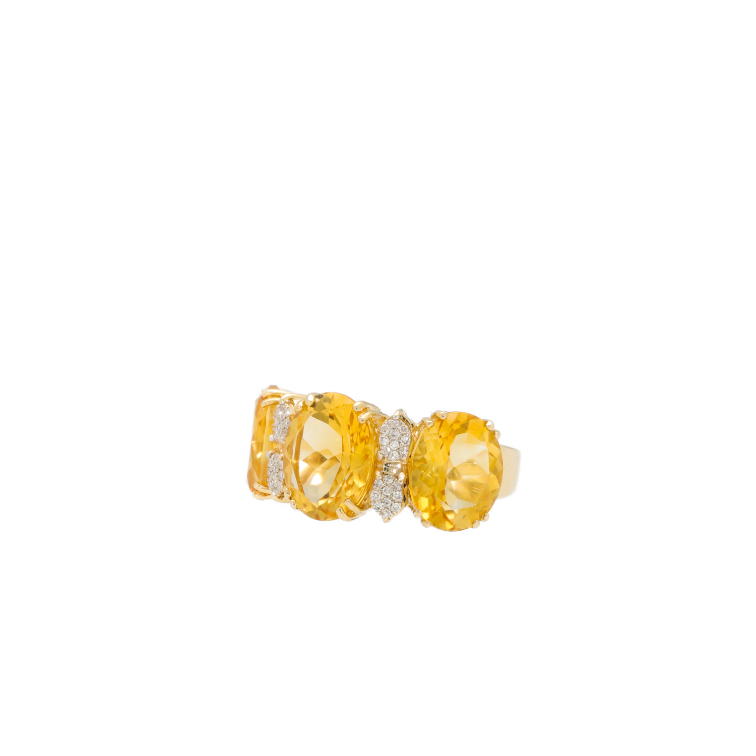 "Golden Bang" - 14 Karat Gelbgold Vintage Ring mit Citrine Diamanten