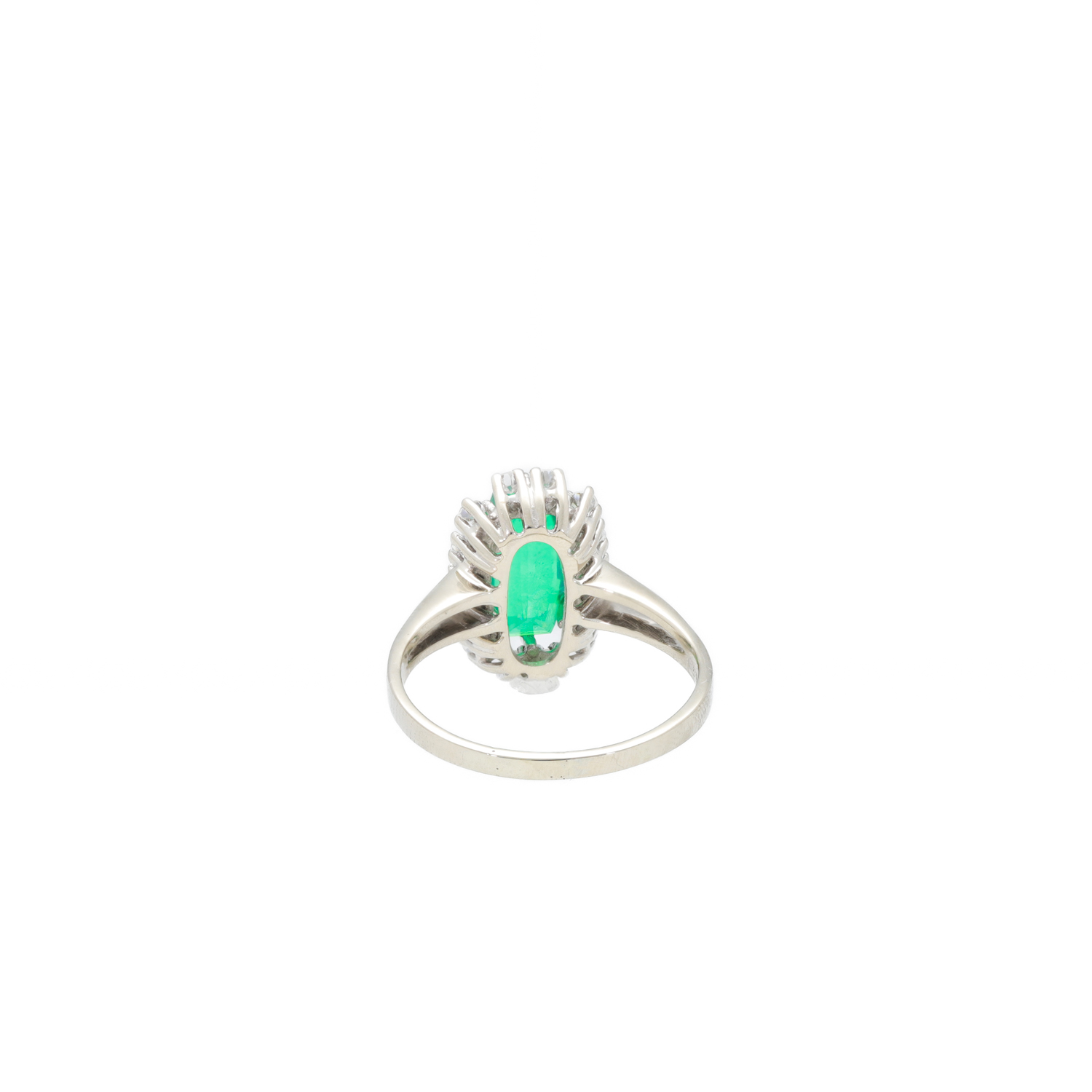 "Green Diamondpool" 14 Karat Ring Weißgold Smaragd mit Diamanten