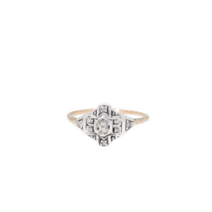 "Diamond Rose" - Antiker Ring in 14 Karat Gold