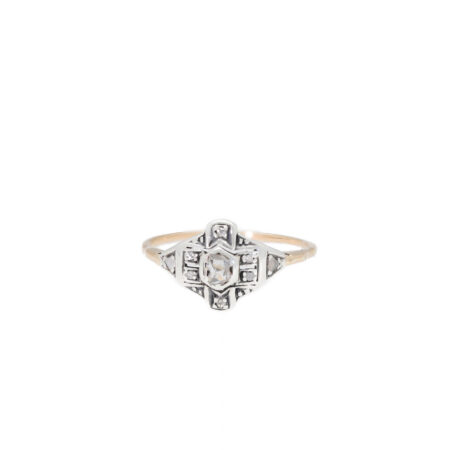 "Diamond Rose" - Antiker Ring in 14 Karat Gold