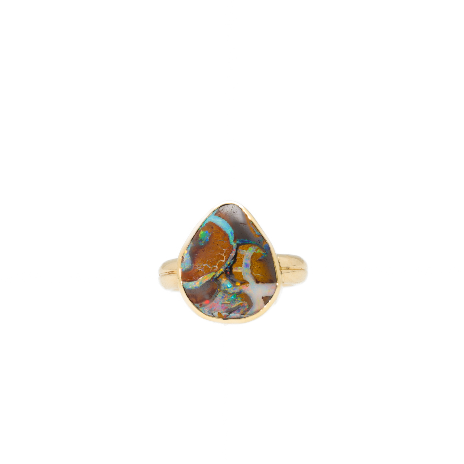 "Heart of Elements" - 14 Karat Gelbgold Ring mit Opal
