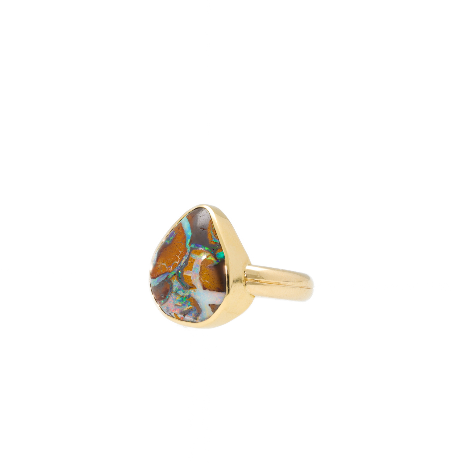 "Heart of Elements" - 14 Karat Gelbgold Ring mit Opal