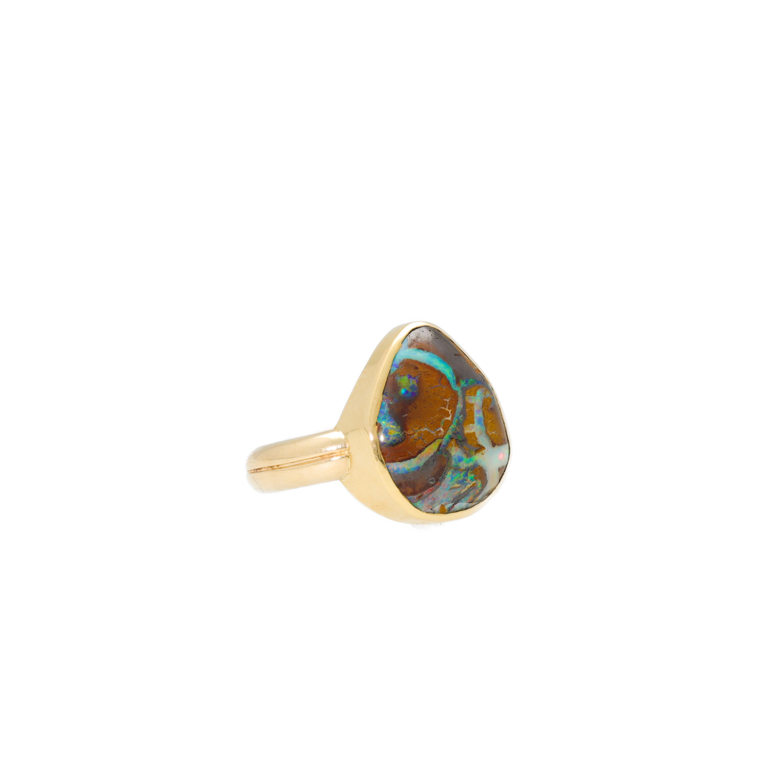 "Heart of Elements" - 14 Karat Gelbgold Ring mit Opal