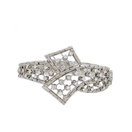 "Sparkling Connections" - Vintage Armband in 18kt Weißgold mit Brillanten