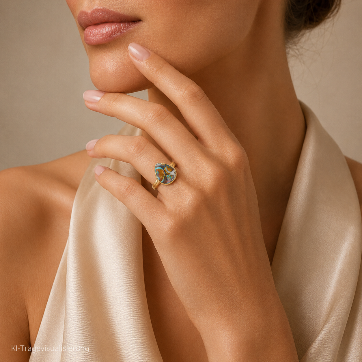"Heart of Elements" - 14 Karat Gelbgold Ring mit Opal